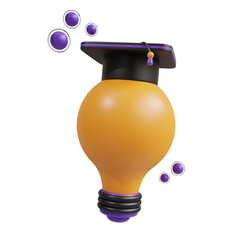 Poster - 3d Light Bulb. icon isolated on white background. 3d rendering illustration