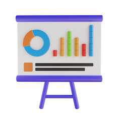 Poster - 3d Analysis Presentation. icon isolated on white background. 3d rendering illustration