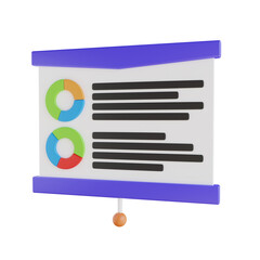 Aufkleber - 3d graph presentation. icon isolated on white background. 3d rendering illustration