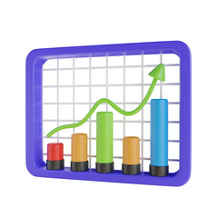 Aufkleber - 3d growth graph. icon isolated on white background. 3d rendering illustration