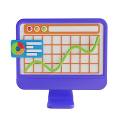 Poster - 3d Online Analysis. icon isolated on white background. 3d rendering illustration
