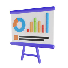 Poster - 3d Analysis Presentation. icon isolated on white background. 3d rendering illustration