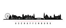 Aschaffenburg Skyline Horizontal Banner. Black And White Silhouette Of Aschaffenburg, Germany. Vector Template For Your Design.