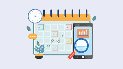 time management planning, working time management concept, work schedule management, control concept