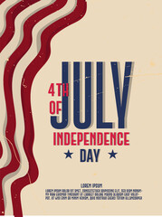 Wall Mural - 4th of July  USA Independence Day Holiday concept. Vintage Poster design vector illustration.