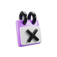 Poster - 3d rendering reject icon concept with cartoon style notepad