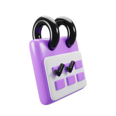 Poster - 3d rendering purple calendar icon with checklist sign