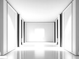 Fototapeta Perspektywa 3d - Interior of an empty white studio room. Generative AI