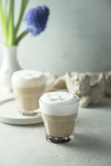 Poster - Homemade coffee latte macchiato served for two