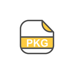 Poster - PKG File Extension, Rounded Square Icon with Text - Format Extension Icon Vector Illustration.