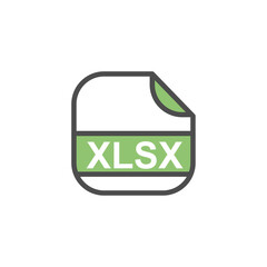 Leinwandbilder - XLSX File Extension, Rounded Square Icon with Text - Format Extension Icon Vector Illustration.