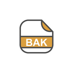 Leinwandbilder - BAK File Extension, Rounded Square Icon with Text - Format Extension Icon Vector Illustration.