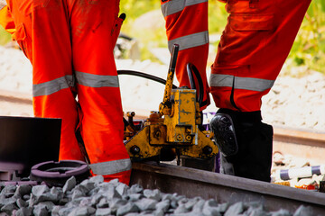 construction of a railway track, work on a railway in England