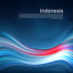 Poster - Indonesia abstract flag background. Blurred pattern of lines light colors of the indonesian flag in blue sky, business brochure. State banner, indonesia poster, patriotic cover, flyer. Vector design