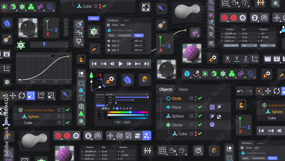 Button Image Panel Software Background of 3d Modeling Software. A Set of Tools. Toolbar Bg. Vector ...