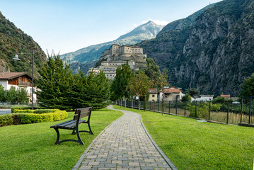 Wall Mural - Bard fortress in the italian Alps