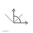 angle inclination icon, various angles, geometric different degrees, thin line symbol - editable stroke vector illustration