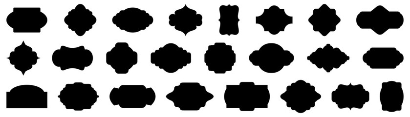 Poster - Cartouches black badges collection. Set of abstract black cartouches badges
