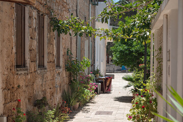 cozy pedestrian street in the old town of famagusta. cyprus