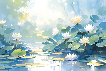 Poster - Watercolor Lotus flower