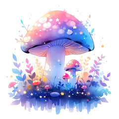 Poster - Anime style, Mushroom on white background