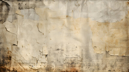 Newspaper paper grunge vintage old aged texture background. Generative AI.