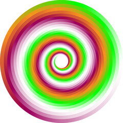 Sticker - Green,orange,purple,and white gradient swirl pattern circle logo vector art. Optical illusion circular spiral vortex symbol design.