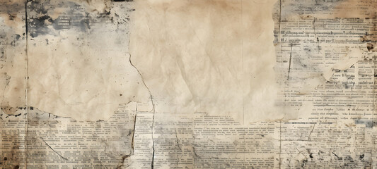 Newspaper paper grunge vintage old aged texture background. Generative AI.