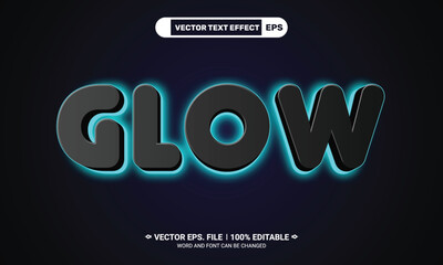 Poster - Realistic neon glow editable vector text effect