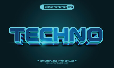 Poster - Techno 3d editable vector text effect