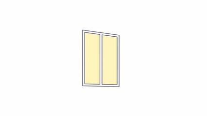 Fototapete - Blinking light in window animation. Flat outline style icon 4K video for web design. Outside house night isolated colorful thin line animated object on white background with alpha channel transparency
