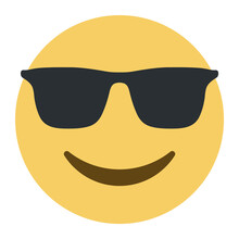 Top Quality Emoticon. Cool Emoticon. Smiling Face With Sunglasses Emoji. Happy Smile Person Wearing Dark Glasses. Yellow Face Emoji. Popular Element.