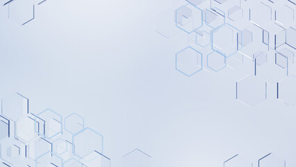 Aufkleber - abstract technology background hexagon motion graphic, light blue glass, simple clean corporate concept