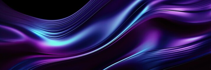 Metallic abstract technology wavy liquid blue purple background banner wallpaper, Generative AI