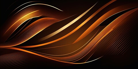 Fototapete - The orange shimmering lines of an abstract backdrop