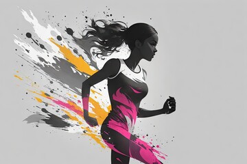 abstract colorful runner girl, sport concept ai generative