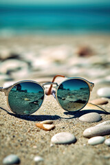 Wall Mural - sunglasses on the beach