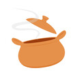 Earthen pot vector. Cooking food in earthen pots. Earthen pot on white background.