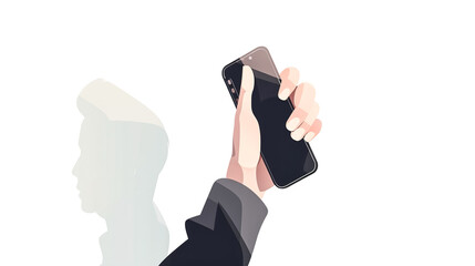 Creative illustration with a smartphone in a man's hand, generative AI.