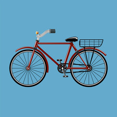 Bicycle on a blue background isolated, eco-friendly transport for everyday riding and recreation, illustration