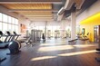 3D render of a state-of-the-art fitness facility, featuring well-equipped workout areas, modern exercise machines, and motivated individuals engaged in various fitness activities. Generative AI