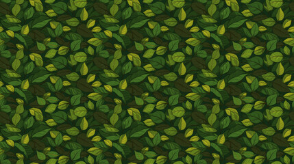 Seamless leaves pattern, created with generative AI technology