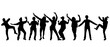 Women dancing together silhouettes, concept illustration