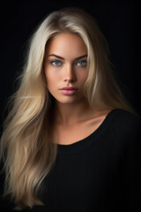 Young, blonde haired woman with wavy hair .Beautiful model with long, hairstyle. AI Generative