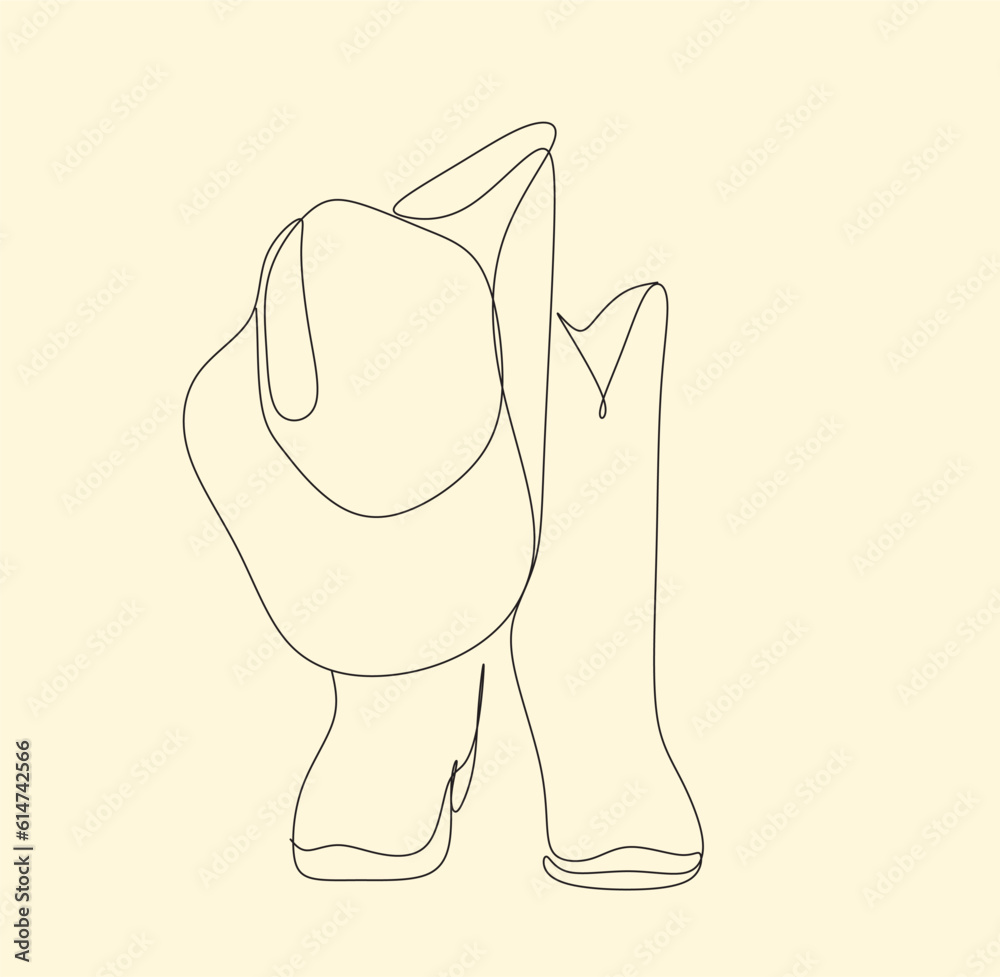 Cowboy Boots line art minimalist western female logo. Vector hand drawn ...