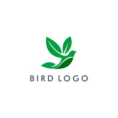 Wall Mural - Creative luxury modern bird with green leaf logo template vector icon	