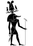 Fototapeta  - Sobek - crocodile God of strength and power in Ancient Egypt on transparent background