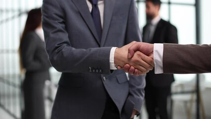 Wall Mural - close-up of a handshake of business partners