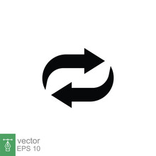 Double Reverse Arrow Icon. Simple Solid Style. Exchange, Switch, Replace, Return, Trade, Swap, Repeat Concept. Black Silhouette, Glyph Symbol. Vector Illustration Isolated On White Background. EPS 10.