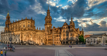 Wall Mural - Sunset view of Residenzschloss the former Saxon royal palace reconstructed after the WWII bombings